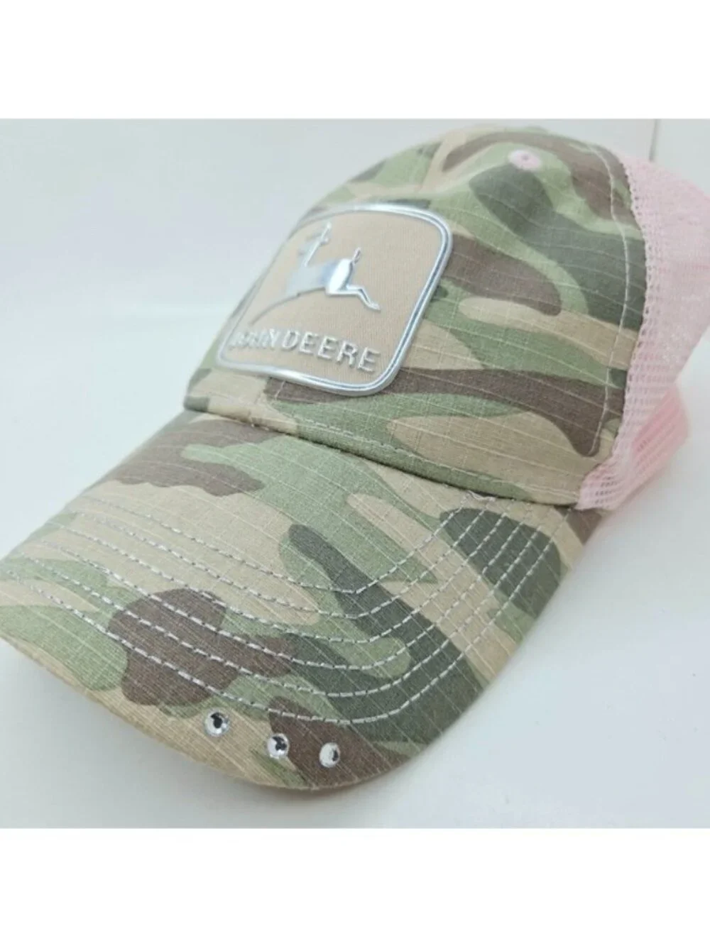 John Deere Camo & Pink Snap Back Trucker Hat Baseball Cap One Size Fits Most